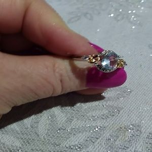 #00107 Platinum Plated Genuine Topaz Ring